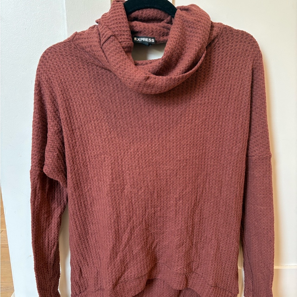 Express Women's Warm Terracotta Cowl Neck Sweater